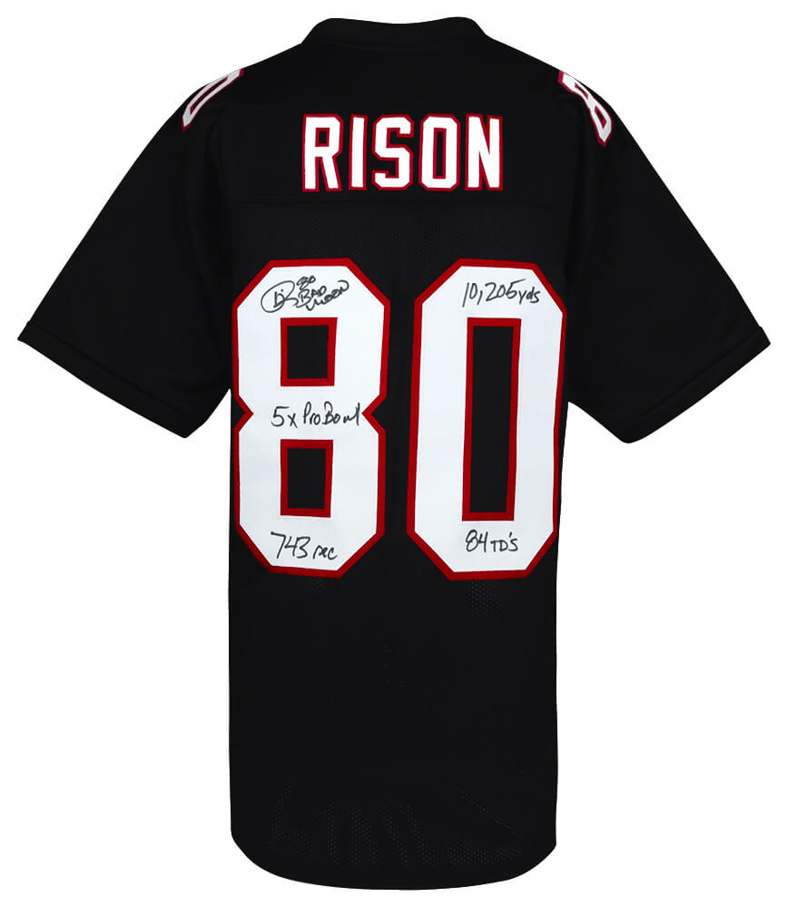 Andre Rison Signed Black T/B Custom Football Jersey w/5-Inscriptions