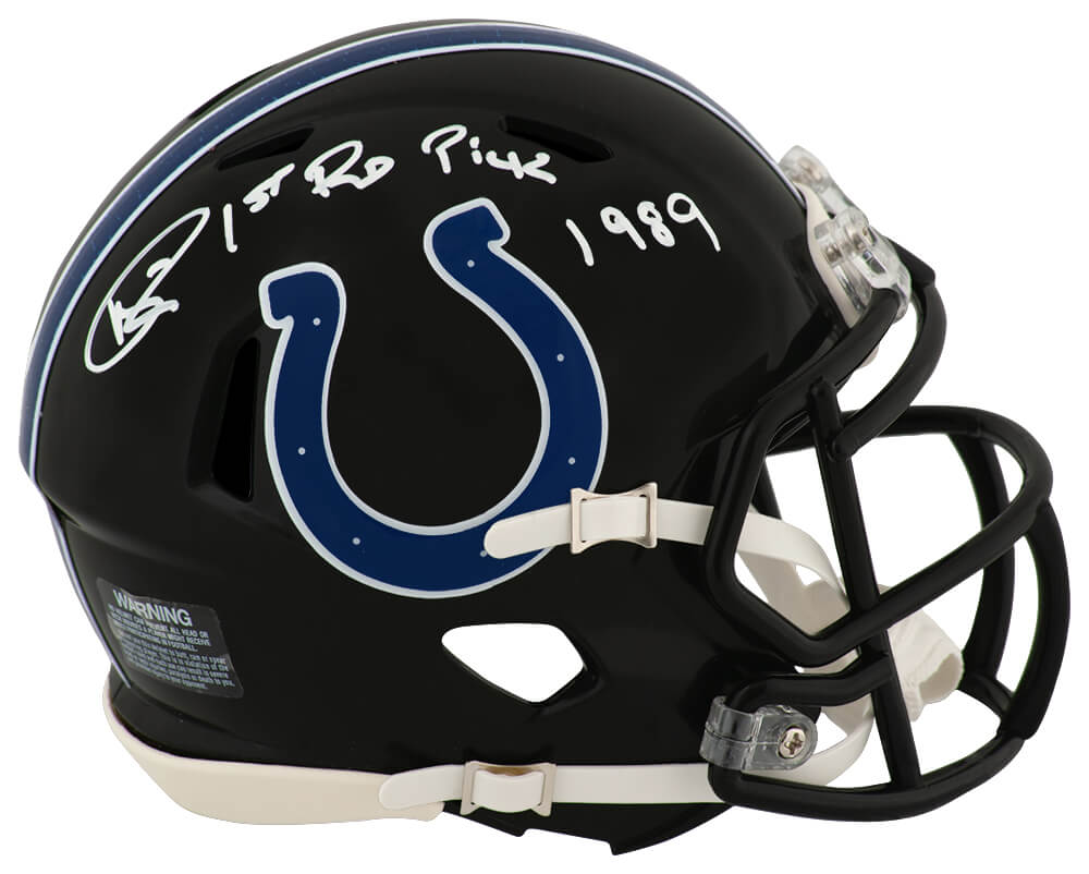 Andre Rison Signed Indianapolis Colts 2023 Alt Black Riddell Speed Mini Helmet w/1st Rd Pick 1989