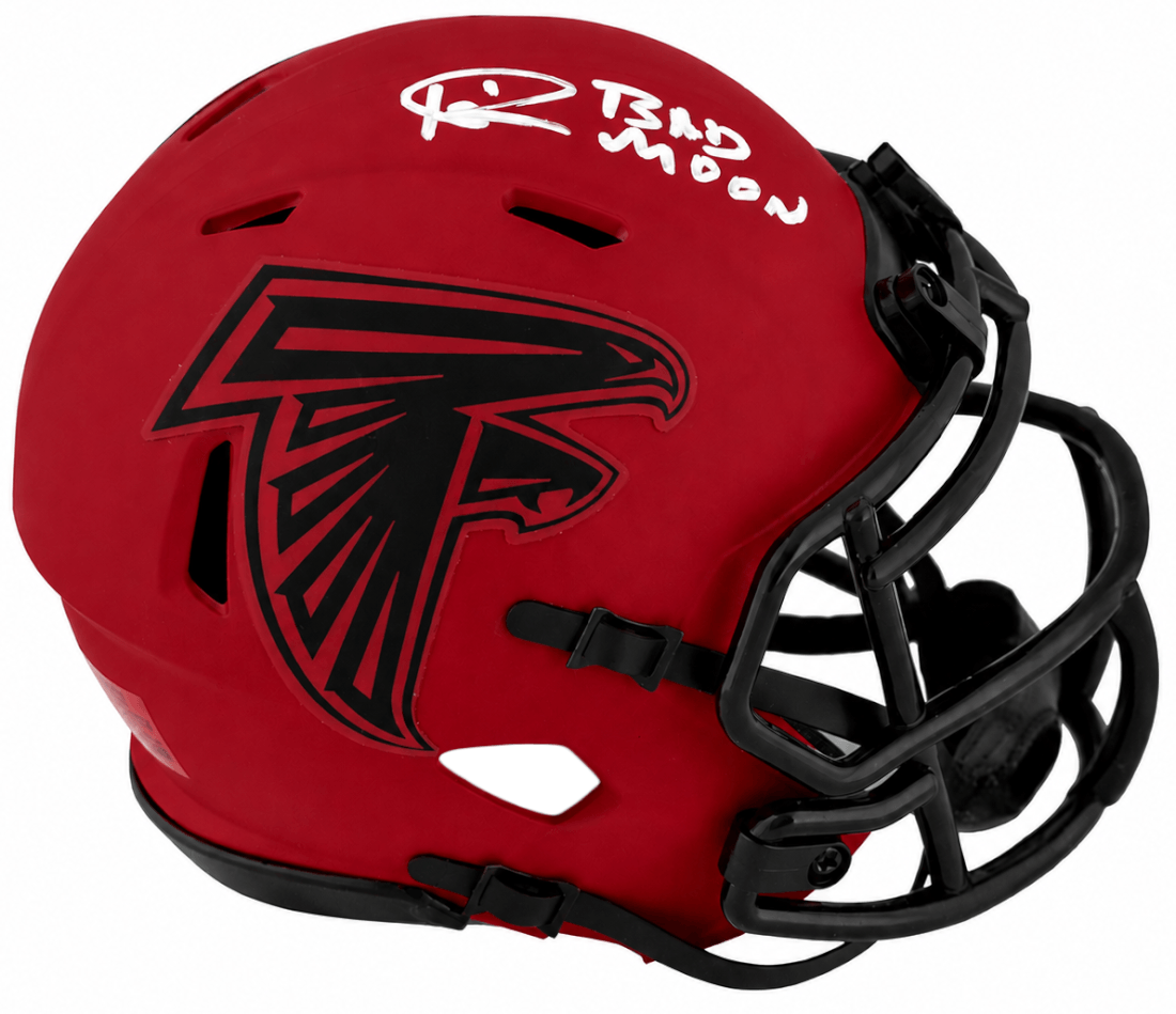 Andre Rison Signed Atlanta Falcons RAVE Riddell Speed Mini Helmet w/Bad Moon