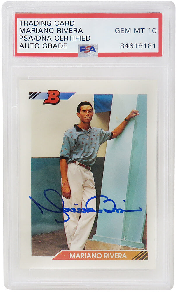 Mariano Rivera Signed New York Yankees 1992 Bowman Rookie Baseball Card #302 (PSA Encapsulated - Auto Grade 10)