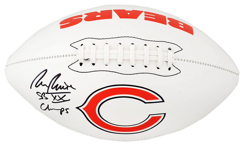 Ron Rivera Signed Chicago Bears Logo Franklin White Football w/SB XX Champs
