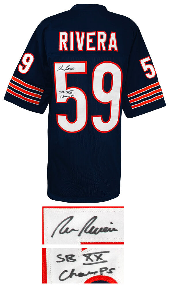 Ron Rivera Signed Navy Custom Football Jersey w/SB XX Champs