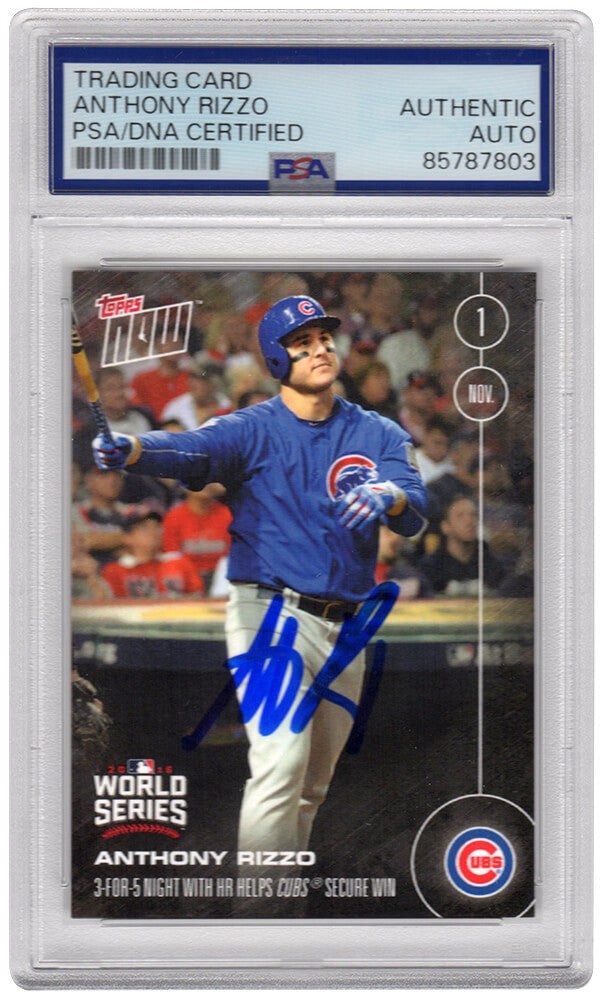 Anthony Rizzo Signed 2016 Topps Now Chicago Cubs World Series Champions Baseball Card #WS-3 (PSA Encapsulated)