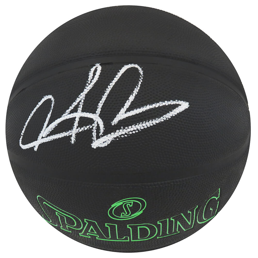 Dennis Rodman Signed Spalding Phantom Black With Green Lettering NBA Basketball