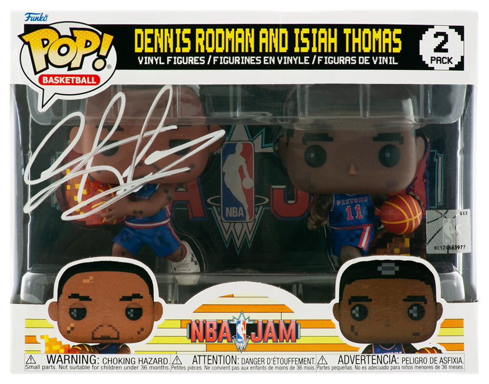 Dennis Rodman Signed Detroit Pistons NBA Jam Dual Funko Pop Doll With Isiah Thomas