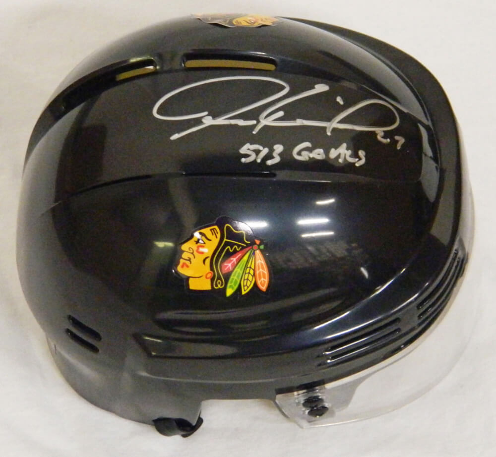 Jeremy Roenick Signed Chicago Blackhawks Black Hockey Mini Helmet w/513 Goals