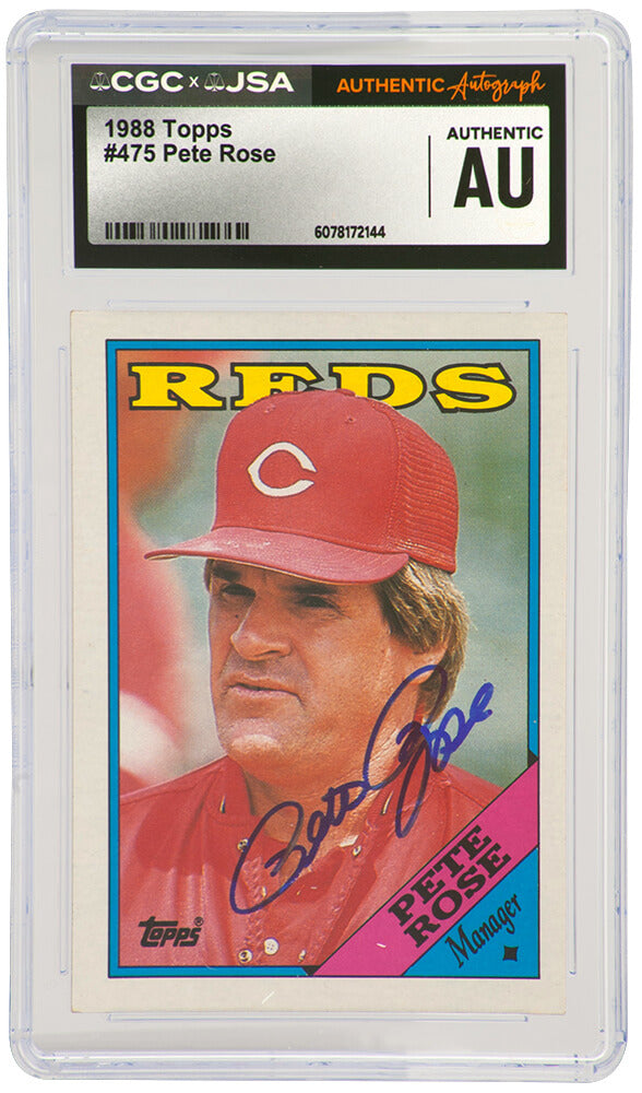Pete Rose Signed Cincinnati Reds 1988 Topps Manager Baseball Card #475 - (CGC x JSA Encapsulated)