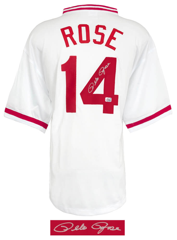 Pete Rose Signed White Throwback 'Hit King' Custom Baseball Jersey