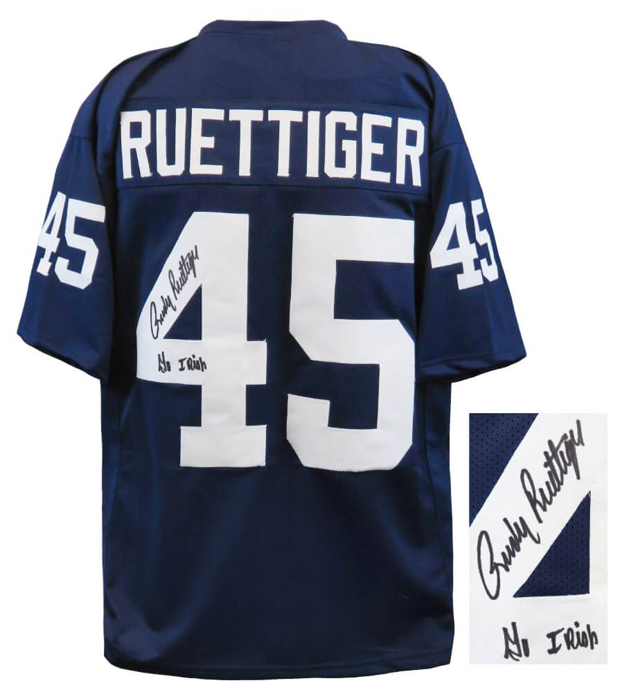 Rudy Ruettiger Signed Navy Throwback Custom Football Jersey w/Go Irish