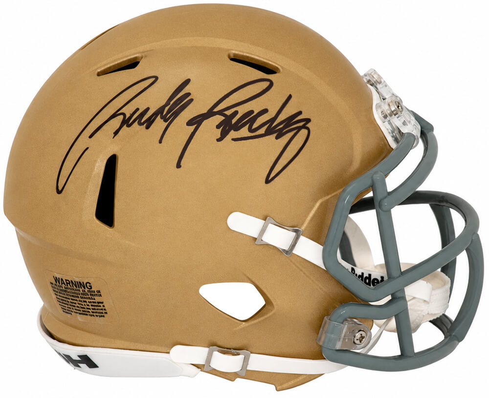 Rudy Ruettiger Signed Notre Dame Fighting Irish Riddell Speed Mini Helmet
