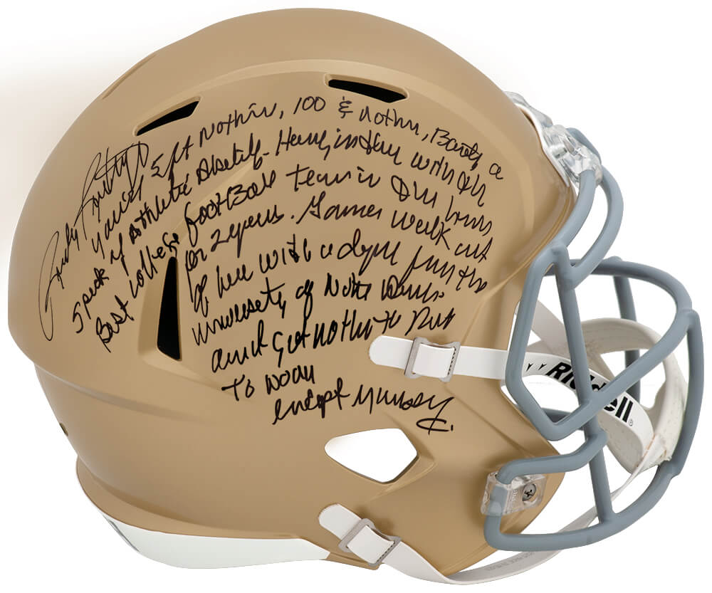 Rudy Ruettiger Signed Notre Dame Riddell Full Size Speed Replica Helmet w/Full Quote
