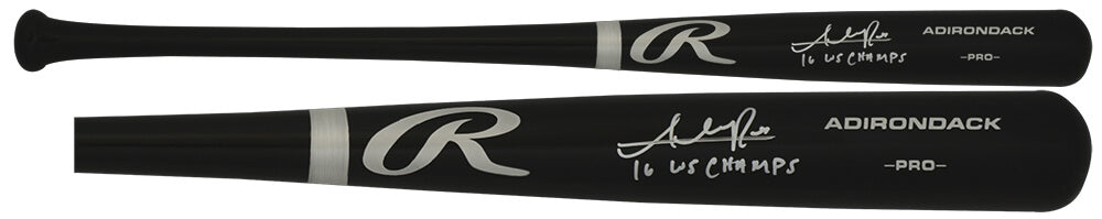 Addison Russell Signed Rawlings Pro Black Baseball Bat w/2016 WS Champs