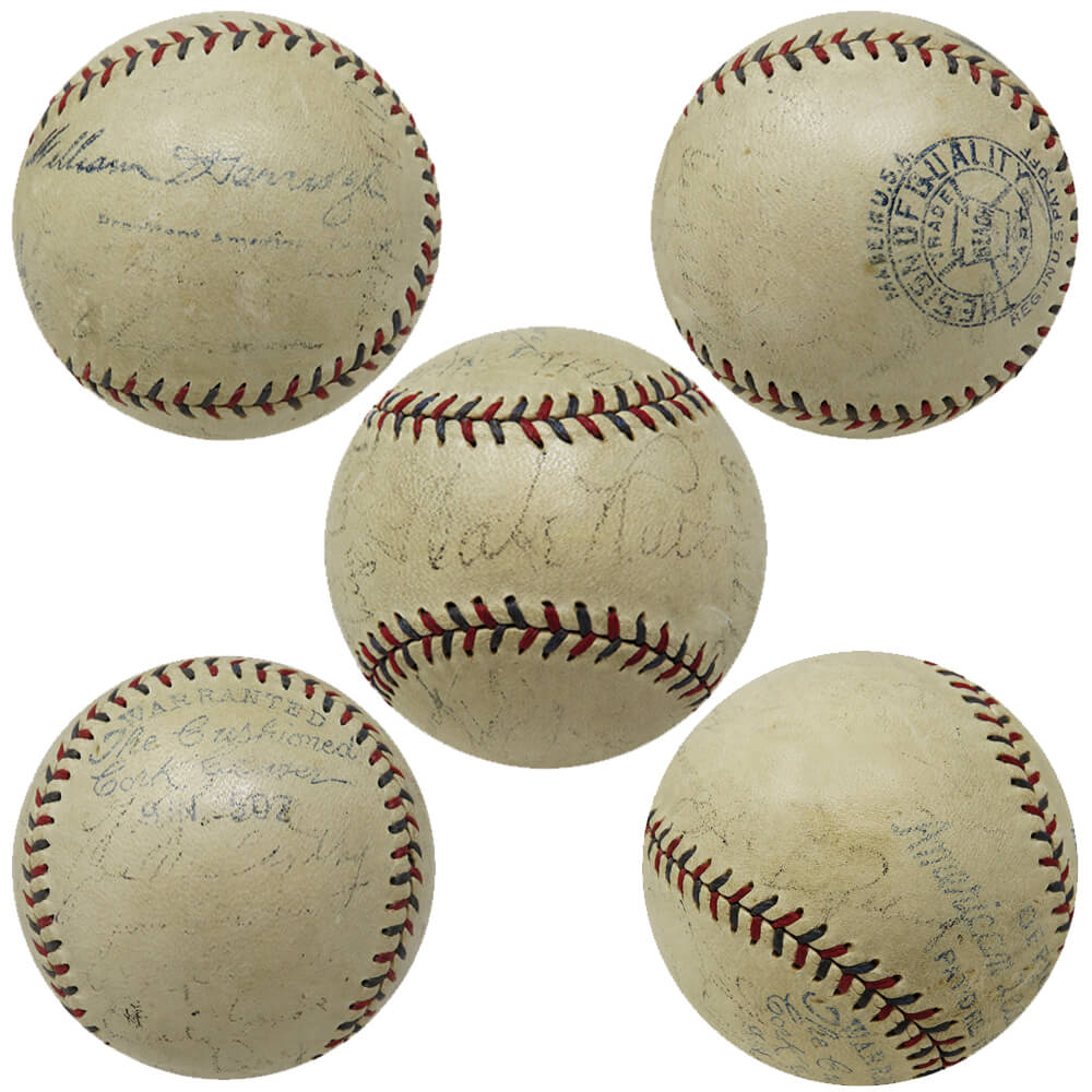 Babe Ruth & Lou Gehrig, 1933 WS Champs NY Yankees Team Signed Official AL Baseball w/23 Members (JSA)