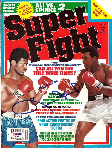 Muhammad Ali & Leon Spinks Autographed Magazine Cover PSA/DNA #S01555