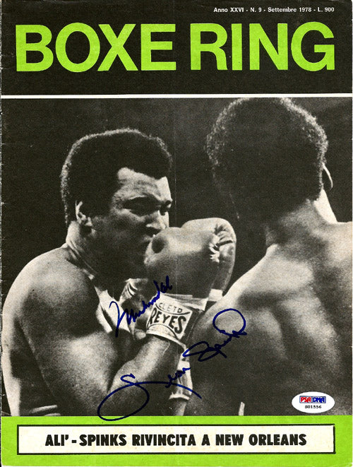 Muhammad Ali & Leon Spinks Autographed Magazine Cover PSA/DNA #S01556