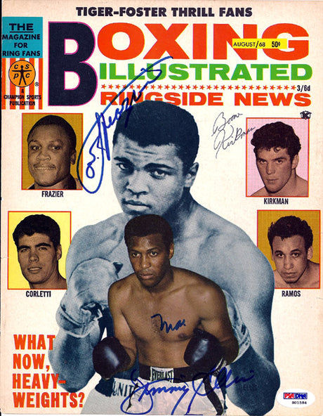 Muhammad Ali, Jimmy Ellis, Boone Kirkman & Joe Frazier Autographed Boxing Illustrated Magazine Cover PSA/DNA #S01584