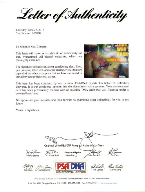 Muhammad Ali Autographed Sports Illustrated Magazine PSA/DNA #S06870