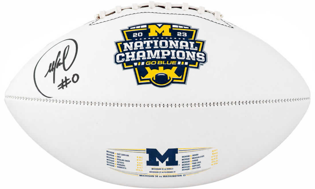 Mike Sainristil Signed Michigan Wolverines 2003 National Championship Logo White Football
