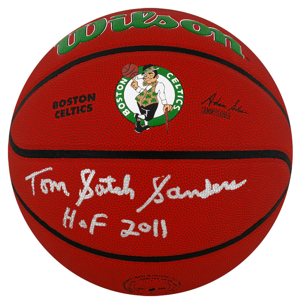 Tom Sanders Signed Boston Celtics Logo Wilson NBA Basketball w/Satch, HOF 2011