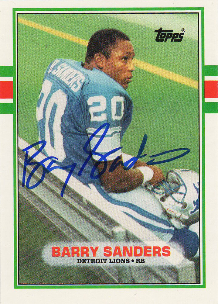 Barry Sanders Signed Detroit Lions 1989 Topps Football Rookie Trading Card #83T