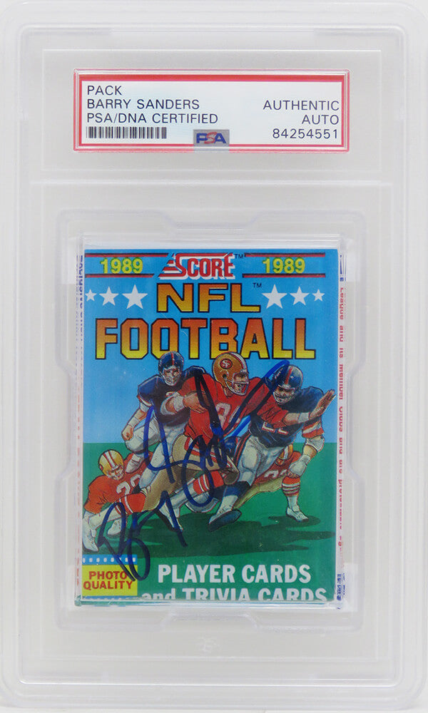 Barry Sanders Signed 1989 Score Football Trading Cards Un-Opened Pack (PSA Encapsulated)