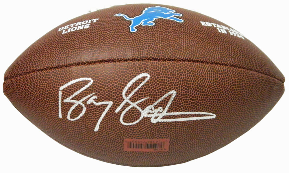 Barry Sanders Signed Detroit Lions Logo Wilson Football