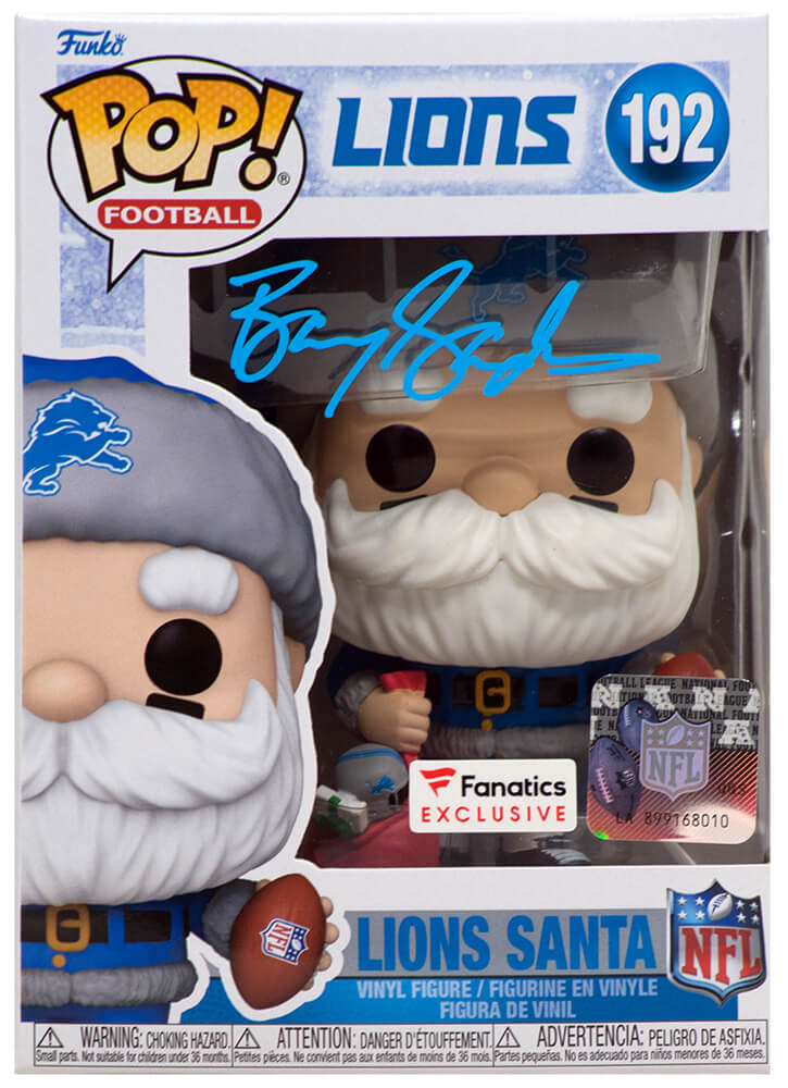 Barry Sanders Signed Detroit Lions 'SANTA' Funko Pop Doll #192