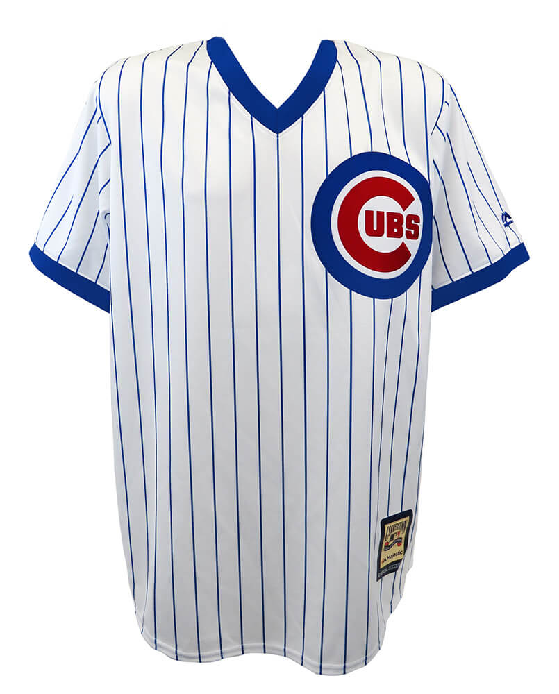 Ryne Sandberg Signed Chicago Cubs Throwback White Cooperstown Collection Majestic Basball Jersey w/HOF'05