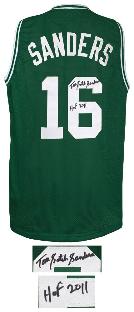 Tom Sanders Signed Green Custom Basketball Jersey w/Satch, HOF 2011