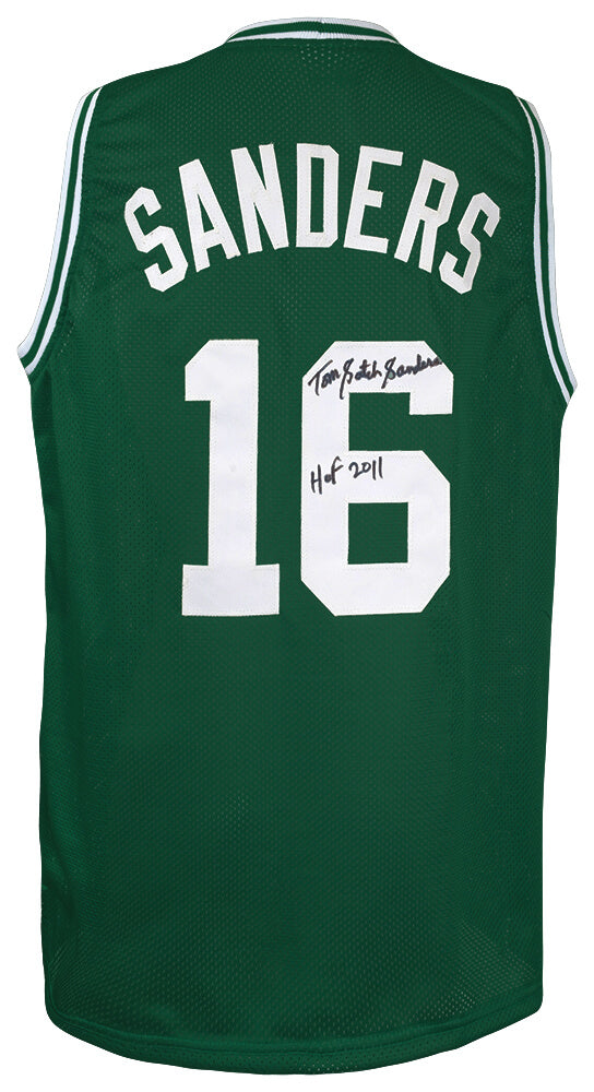 Tom Sanders Signed Green Custom Basketball Jersey w/Satch, HOF 2011