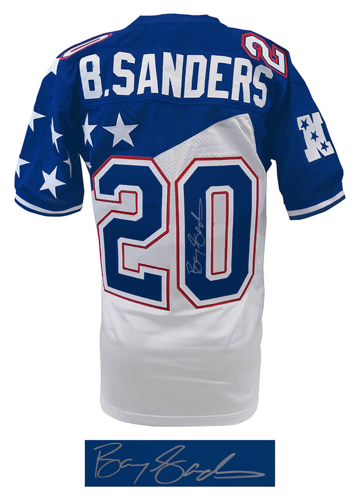 Barry Sanders Signed 1995 Pro Bowl White M&N Authentic Football Jersey