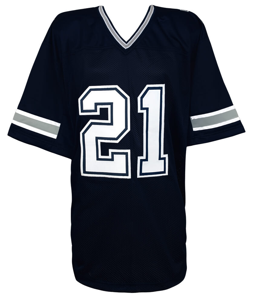 Deion Sanders Signed Navy Throwback Custom Football Jersey (Beckett)
