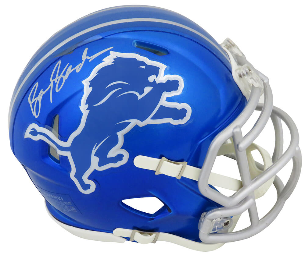 Barry Sanders Signed Detroit Lions FLASH Riddell Speed Mini Helmet