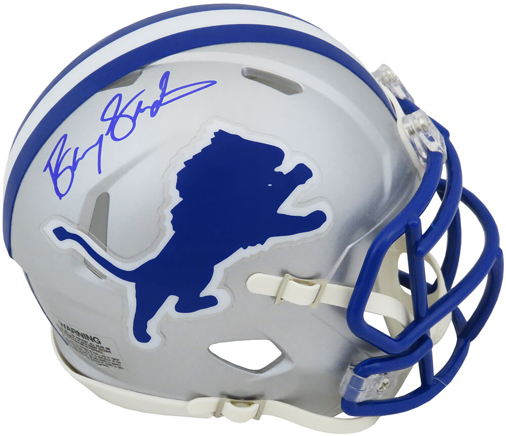 Barry Sanders Signed Detroit Lions Throwback Riddell Speed Mini Helmet