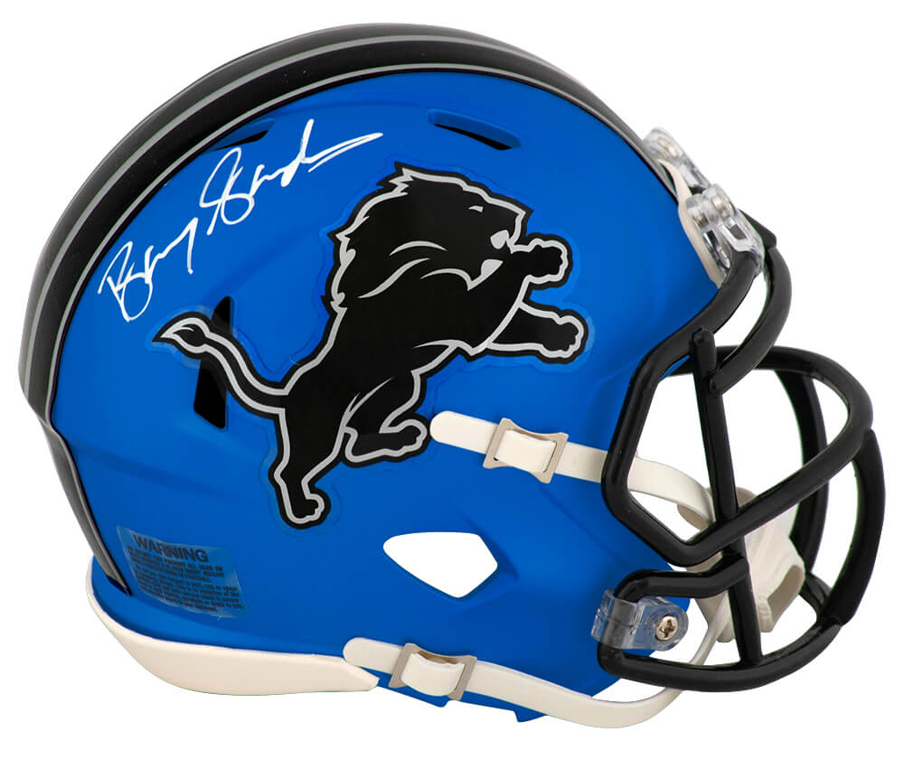 Barry Sanders Signed Detroit Lions 2024 Alternate Blue Riddell Speed Mini Helmet