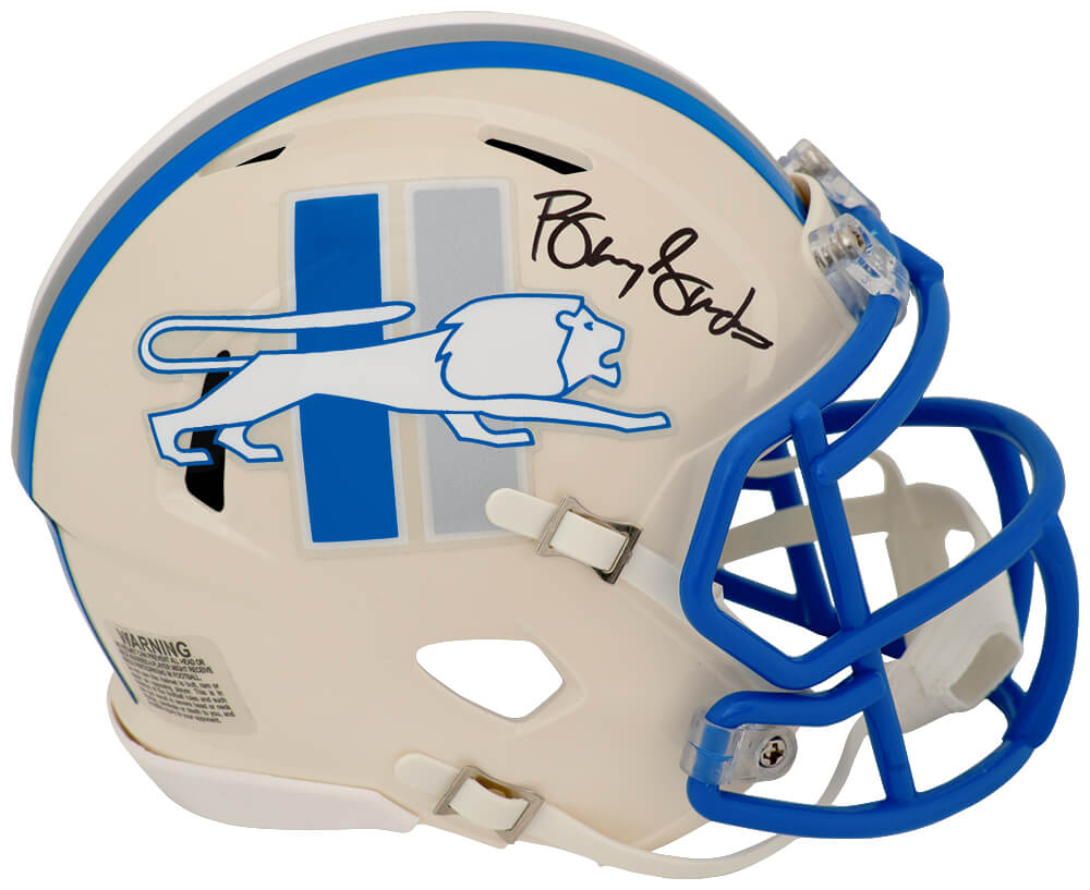 Barry Sanders Signed Detroit Lions RETRO Riddell Speed Mini Helmet - (In Black)