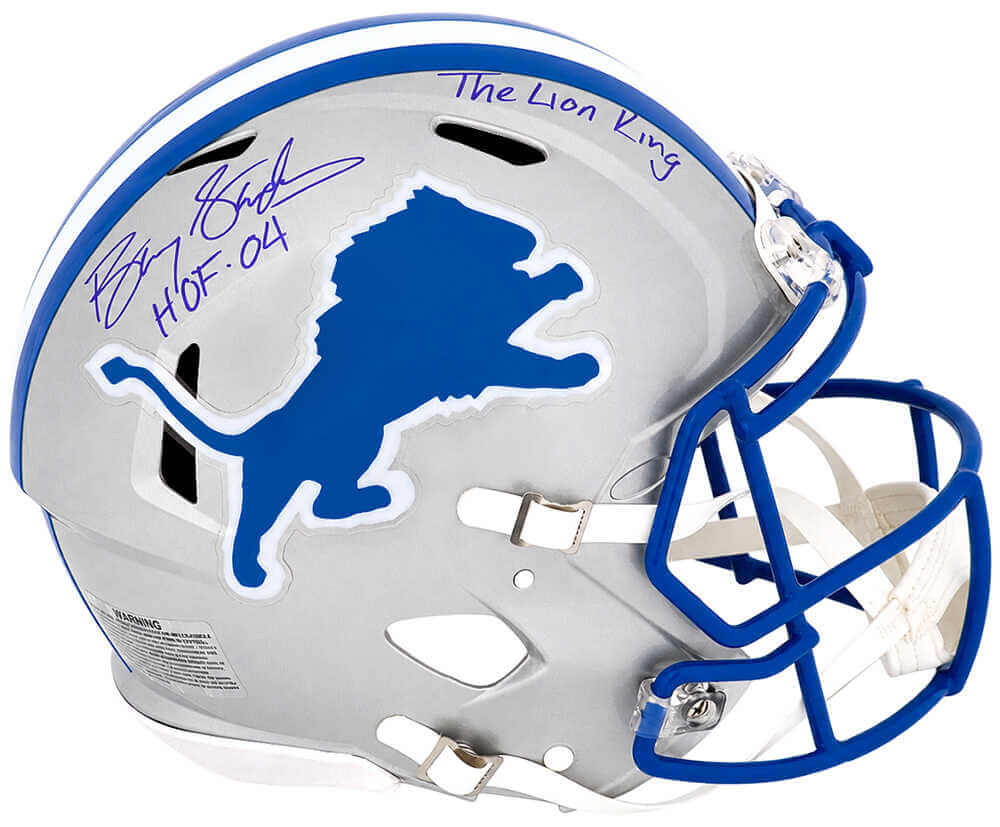 Barry Sanders Signed Detroit Lions Throwback Riddell Authentic ProLine Speed Helmet w/HOF'04, The Lion King