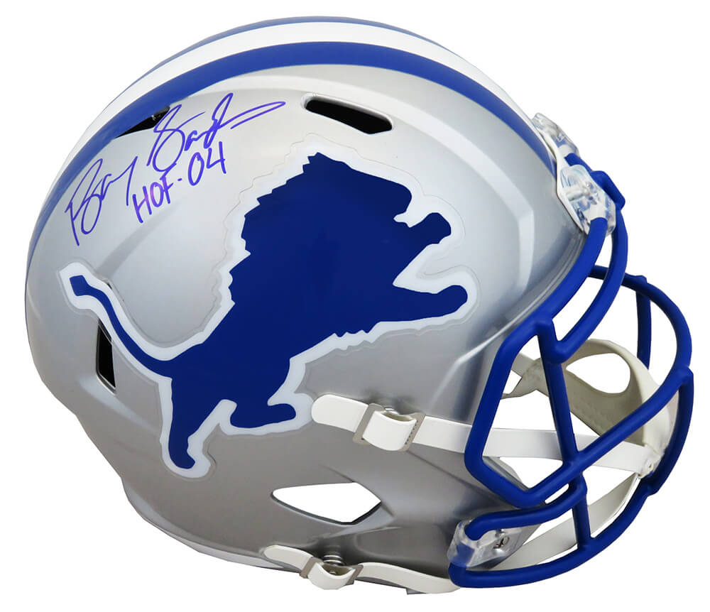 Barry Sanders Signed Detroit Lions Throwback Riddell Full Size Speed Replica Helmet w/HOF'04