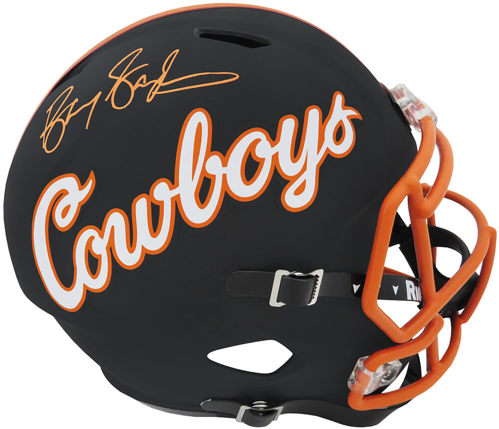Barry Sanders Signed Oklahoma State Black Riddell Full Size Replica Helmet