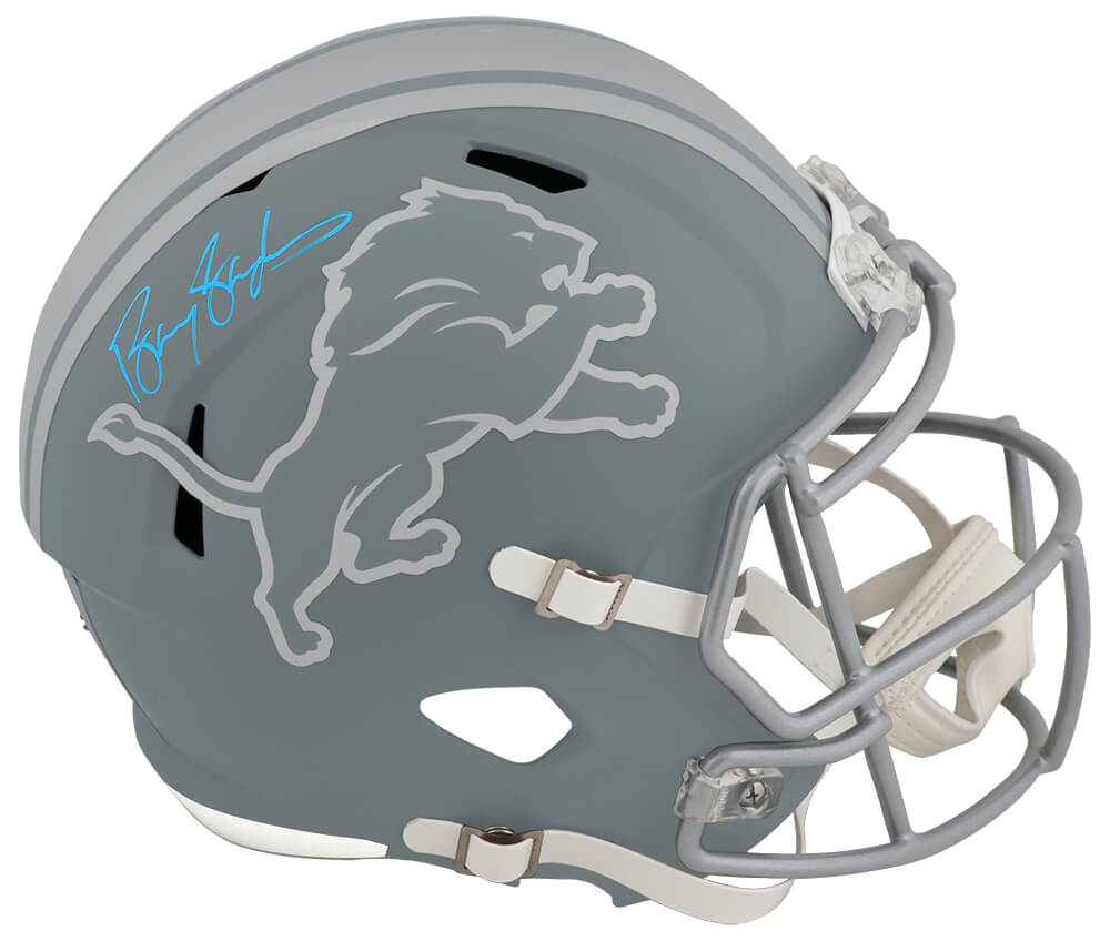 Barry Sanders Signed Detroit Lions SLATE Riddell Full Size Speed Replica Helmet