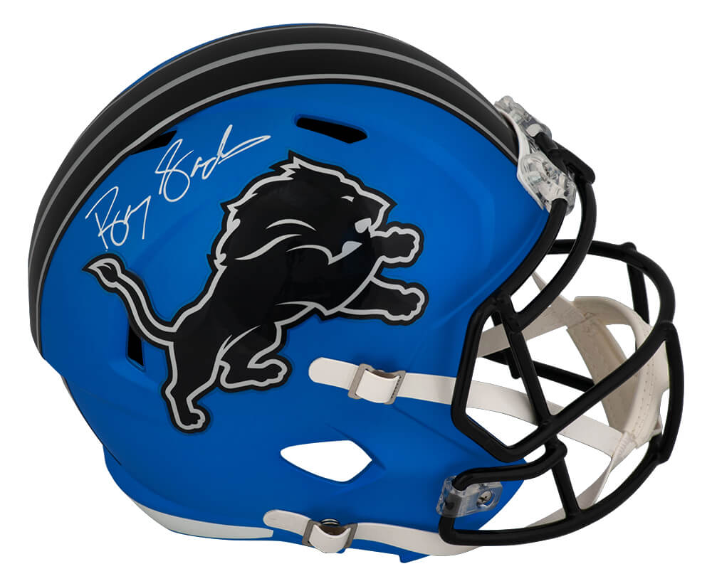 Barry Sanders Signed Detroit Lions 2024 Alternate Blue Riddell Full Size Speed Replica Helmet