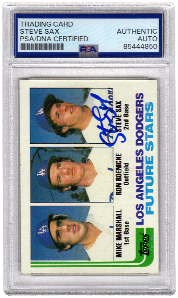 Steve Sax Signed Los Angeles Dodgers 1982 Topps Future Stars Rookie Baseball Card #681 - (PSA Encapsulated)