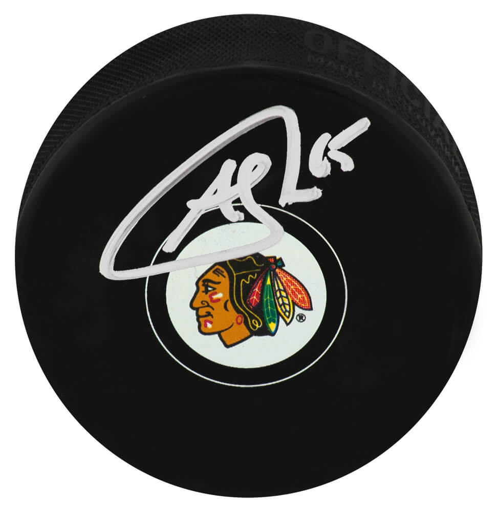 Andrew Shaw Signed Blackhawks Logo Hockey Puck