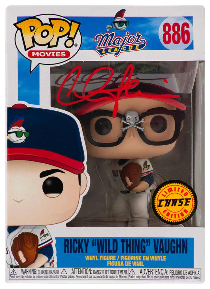 Charlie Sheen Signed Major League Ricky Wild Thing Vaughn Funko Pop Doll #886 (with Glasses)