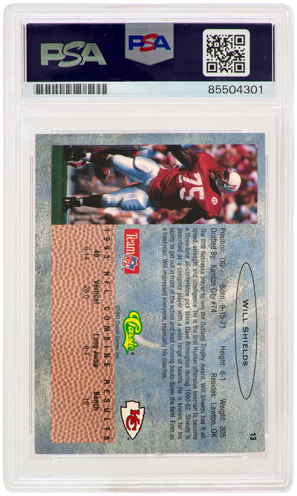 Will Shields Signed 1993 Classic Rookie Football Trading Card #13 w/CHOF'11 - (PSA Encapsulated)