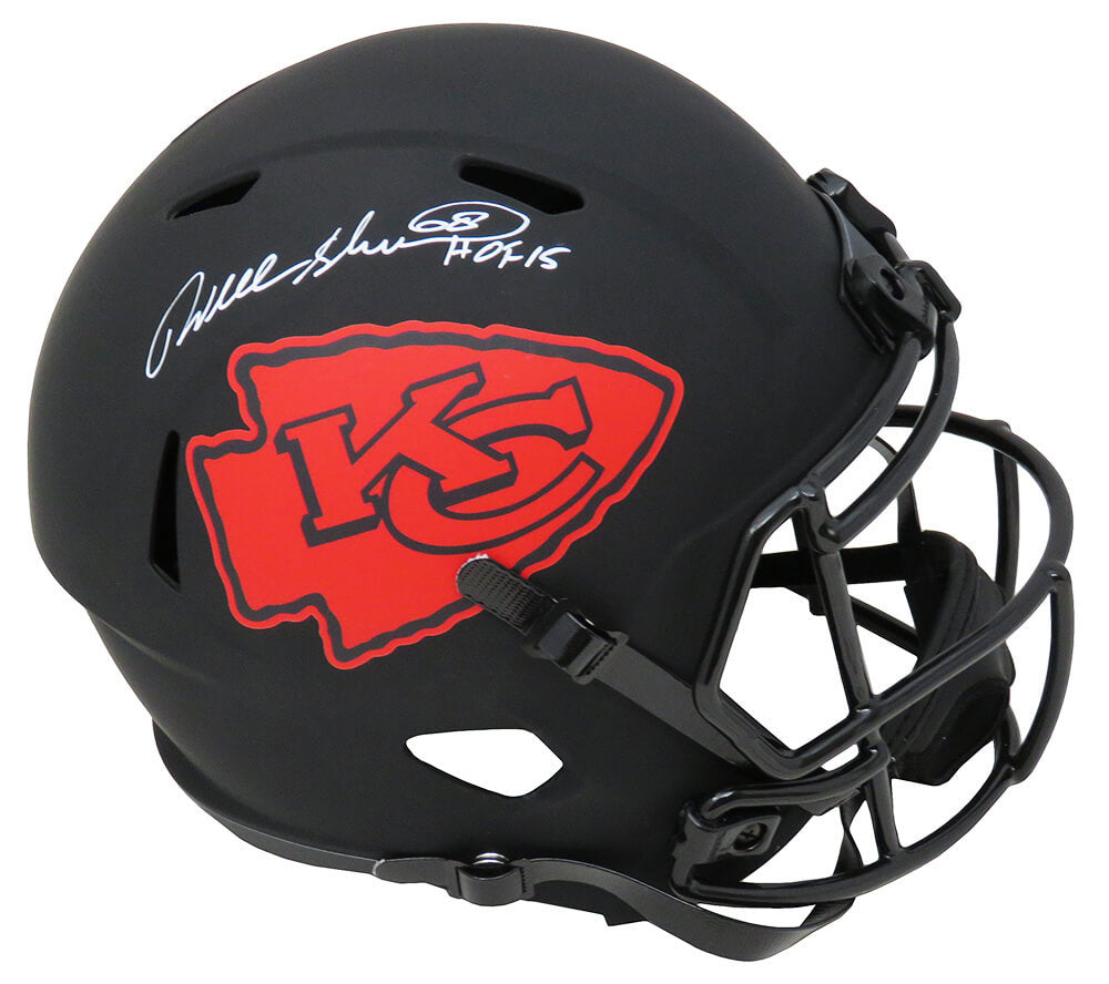 Will Shields Signed Kansas City Chiefs Eclipse Black Matte Riddell Full Size Speed Replica Helmet w/HOF'15