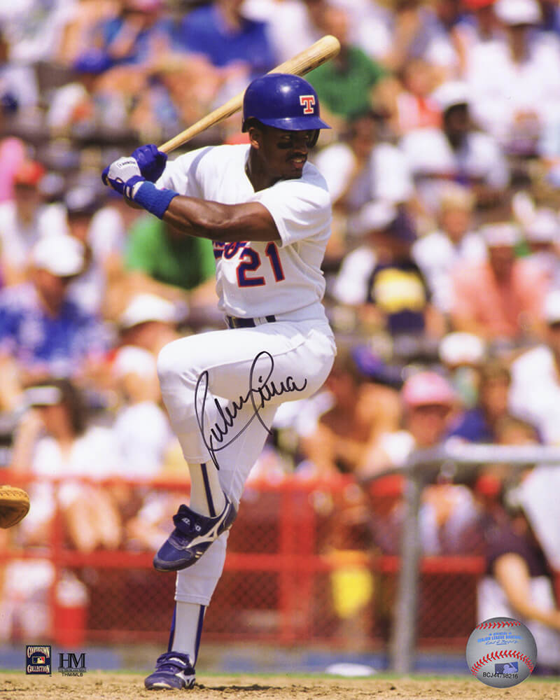 Ruben Sierra Signed Texas Rangers Batting Action 8x10 Photo