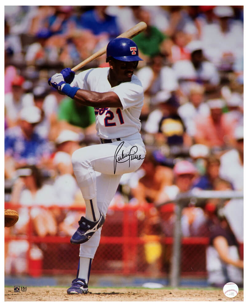 Ruben Sierra Signed Texas Rangers Batting Action 16x20 Photo