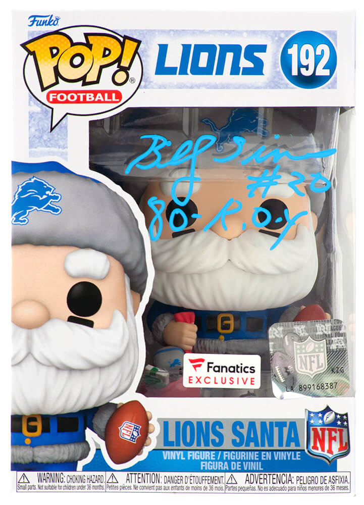 Billy Sims Signed Detroit Lions SANTA Funko Pop Doll #192 w/80 ROY