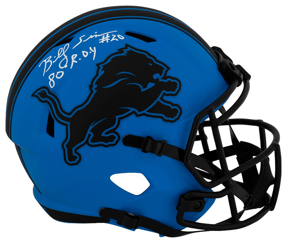 Billy Sims Signed Detroit Lions RAVE Riddell Full Size Speed Replica Helmet w/80 ROY
